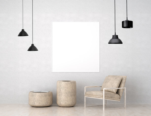 框架3D室内插画，墙面设计现代感十足，空白空间创意十足;图片下载