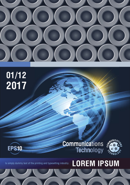 传单设计的例子。全球通信。图片下载