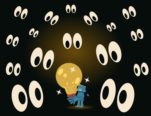 有创意的商人持有一个伟大的想法灯泡已经被许多眼球观察图片下载