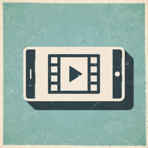 用智能手机看视频。图标复古复古风格-旧纹理纸图片下载