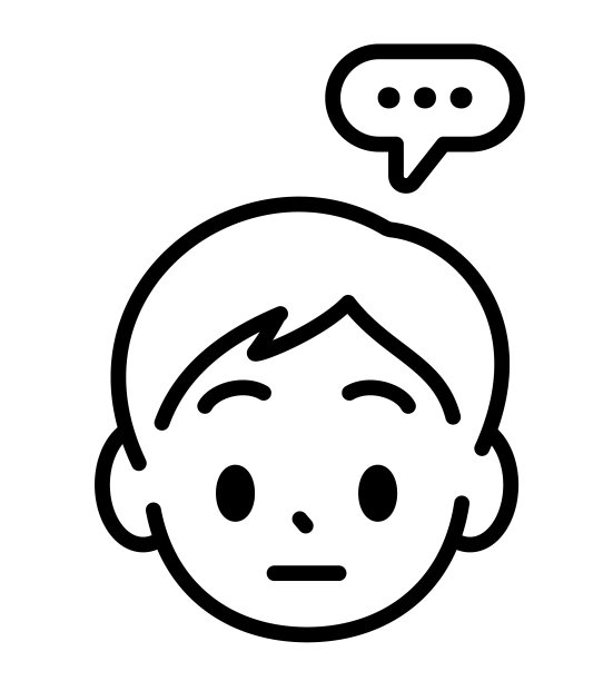 萌脸设计一个面无表情的男孩，极简风格，线条艺术，黑白轮廓图片下载