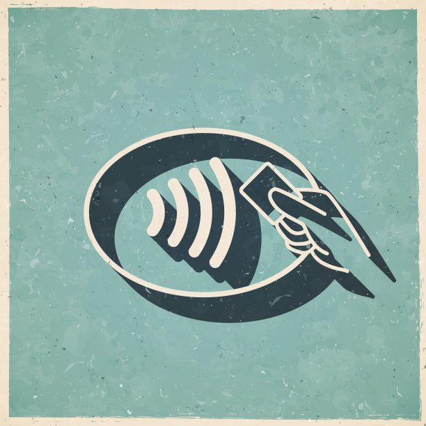 非接触式支付。图标复古复古风格-旧纹理纸图片下载