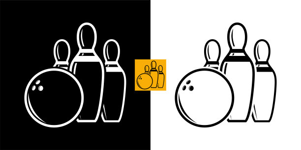保龄球图标与球。图片下载