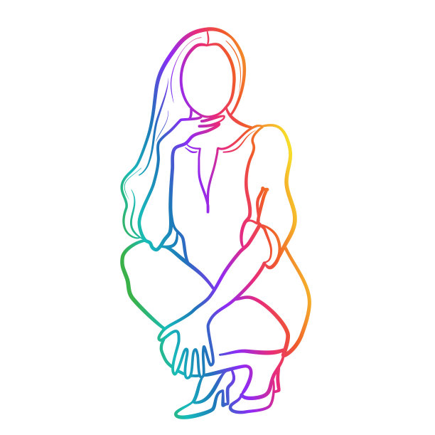 时尚影响者性感姿势彩虹图片下载