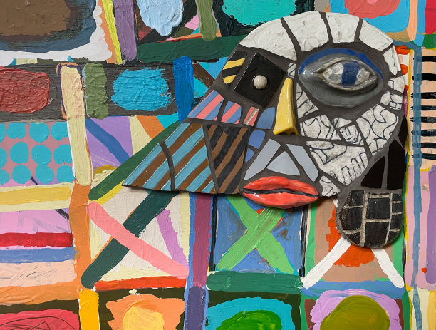 彩色油漆背景上的人脸图片下载