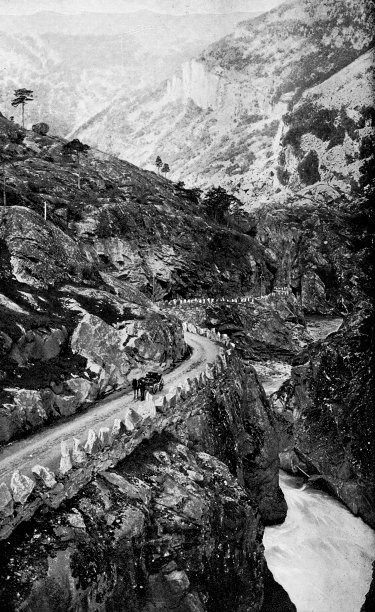 Filefjell Kongevegen(国王路)在挪威的Filefjell山脉- 19世纪图片下载