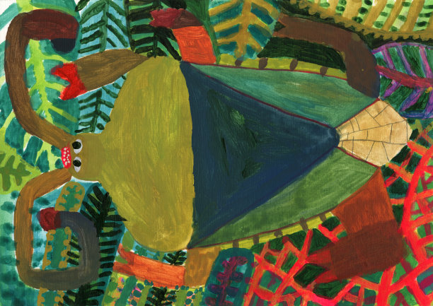 昆虫和植物抽象画图片下载