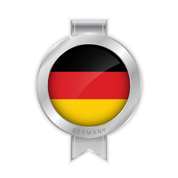 德国国旗银胸针，贴纸。3D矢量风格图片下载