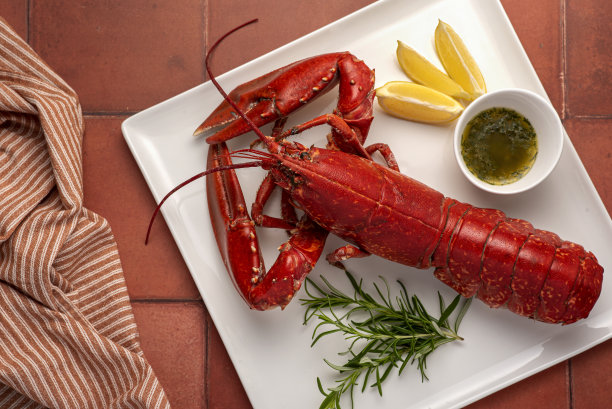 龙虾和柠檬的美食摄影图片下载