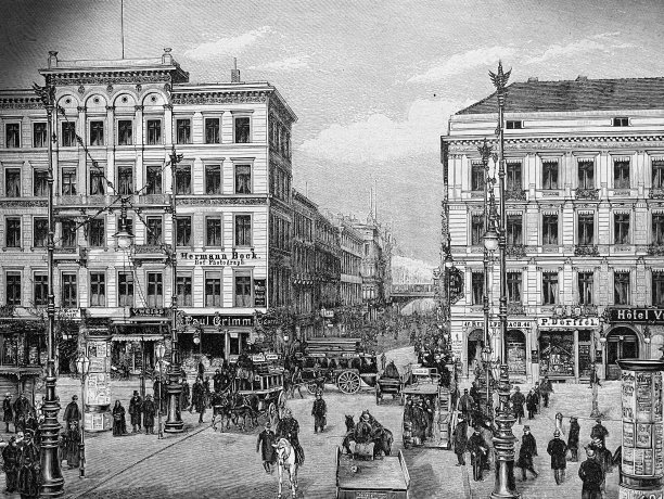 柏林-在琳登和弗里德里希大街，北景图片下载