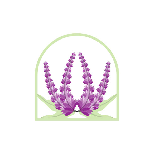 薰衣草标志，紫色植物矢量，花园设计，插图符号模板图片下载