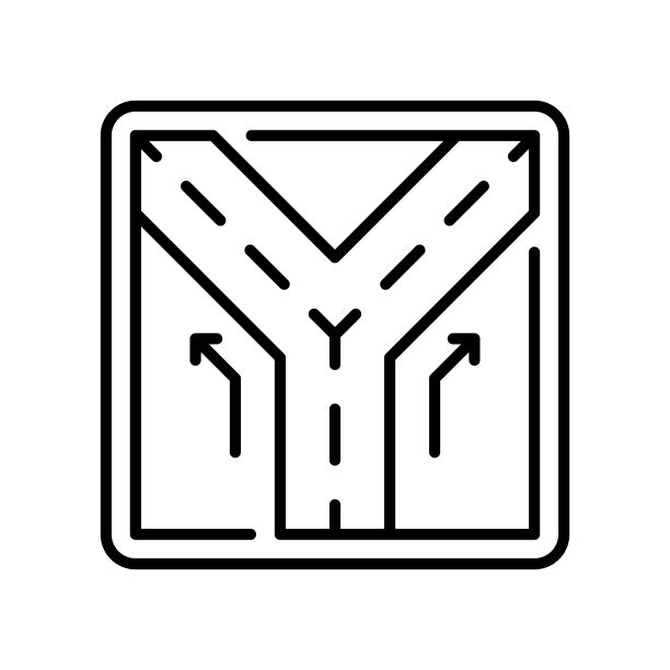 Y交叉轮廓图标设计插图。地图和导航符号在白色背景EPS 10文件图片下载