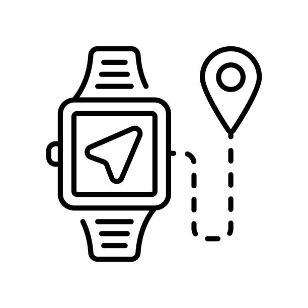 手表跟踪器大纲图标设计插图。地图和导航符号在白色背景EPS 10文件图片下载