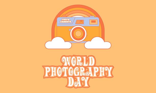 世界摄影日。8月19日。复古时髦的风格。节日的概念。背景，横幅，卡片和海报。矢量插图。图片下载