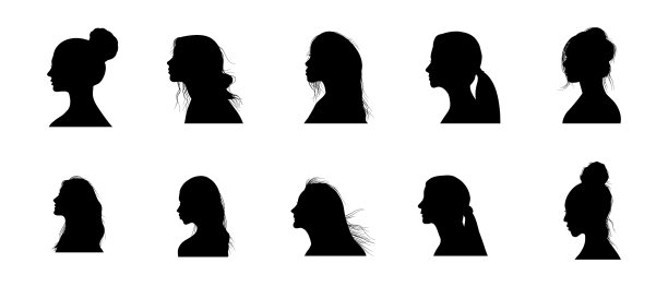 女子头部剪影插画图片下载