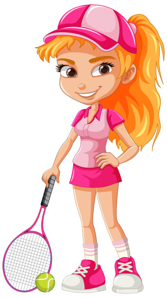 漂亮的女网球运动员卡通人物图片下载