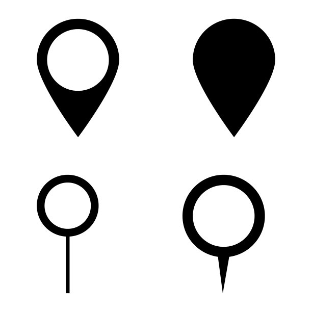 在白色背景上设置地图标志图标的引脚图片下载