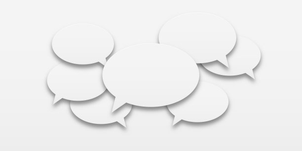 一组语音气泡图标。矢量插图白色的语音气泡在一个白色的背景。人与人之间的交流，是一种主动的交谈。人类交流的概念。图片下载