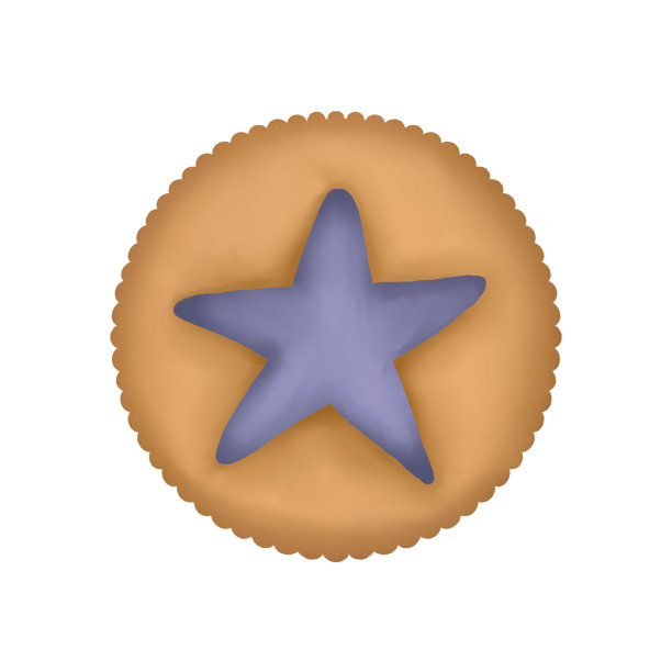 水彩拇指指纹饼干蓝莓果酱星形，水彩饼干插图孤立的白色背景。图片下载