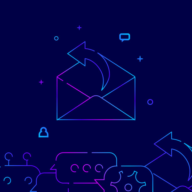 电子邮件回复，字母梯度线图标，矢量插图图片下载