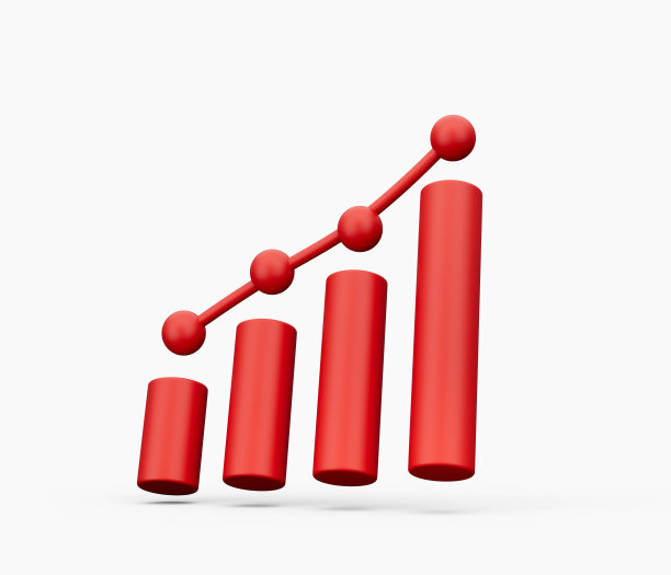 3d红色业务增长金融进展统计图形符号图标白色背景3d插图图片下载