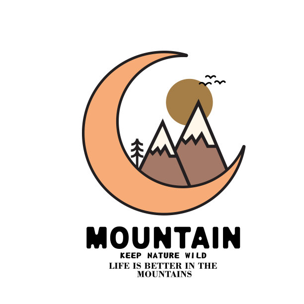 山地插画，户外探险。矢量图形用于t恤和其他用途。图片下载
