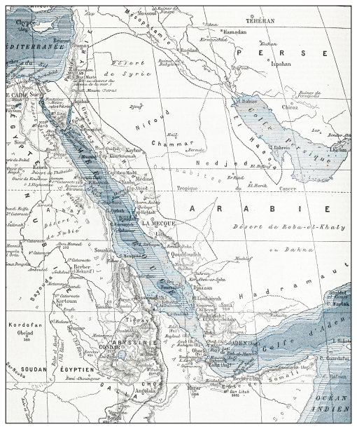 法国红海地区的古董地图图片下载