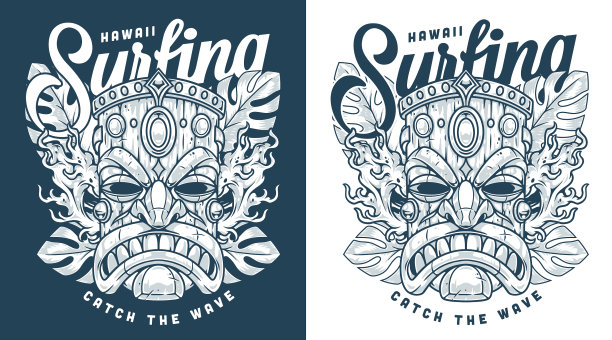 夏威夷冲浪社区单色传单图片下载