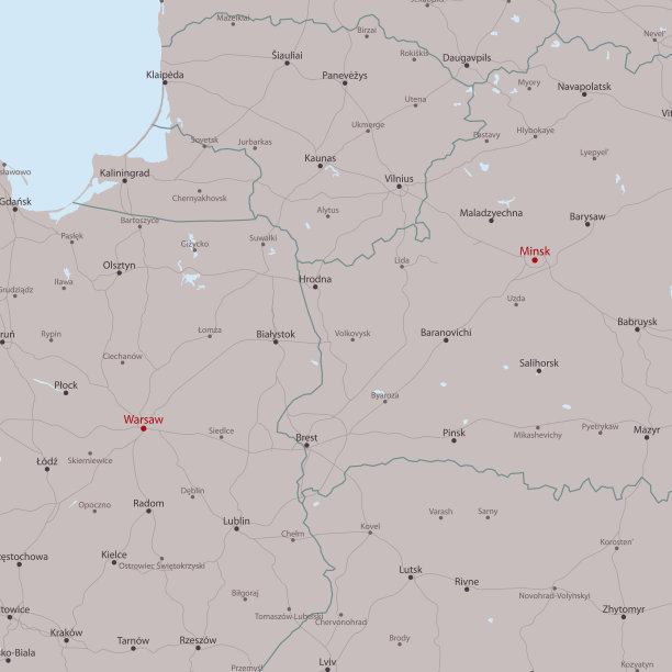 旅行矢量地图华沙明斯克图片下载