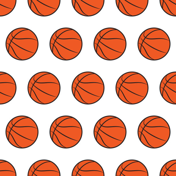 在孤立的背景上手绘篮球的无缝图案图片下载