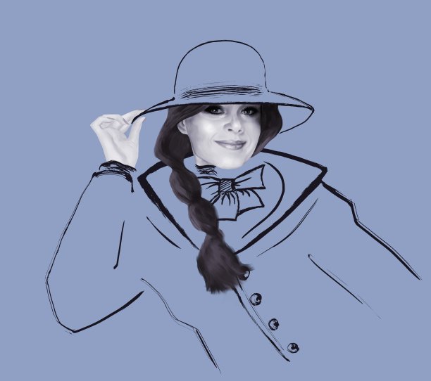 一个戴着宽边帽子、扎着长辫子的女人的美丽插图图片下载