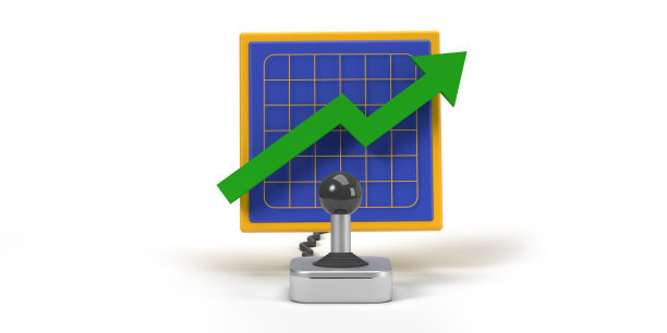 操纵杆上上升绿色箭头经济屏幕，白色背景图片下载