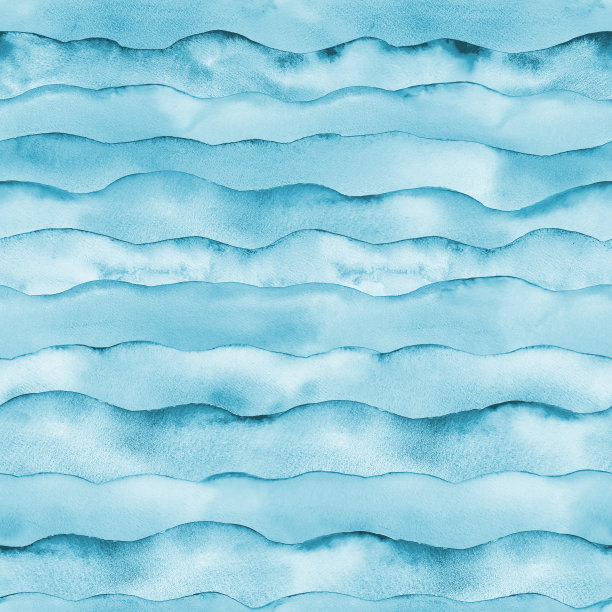 水彩画海波蓝绿色无缝图案图片下载