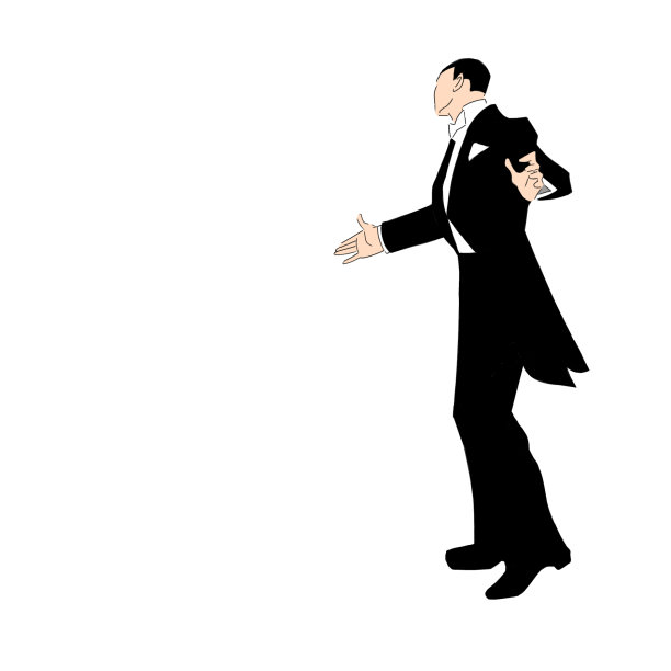 一个穿燕尾服的人伸出手来图片下载