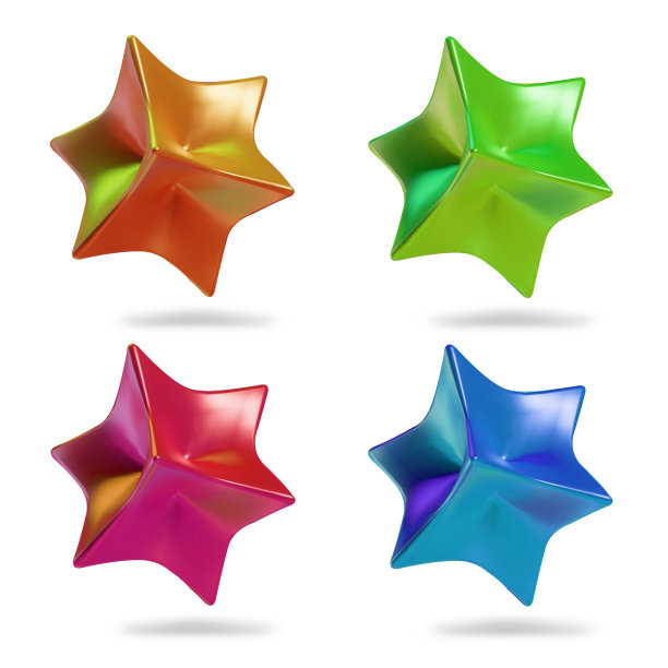 一套可爱的彩色明星的社交媒体故事模板。季节性促销横幅。生日聚会或周年纪念邀请。春假美术背景集。图片下载