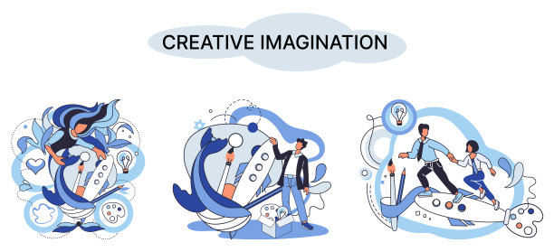 创造性思维，想象力或头脑风暴或创造性的想法概念。幻想流和创造力图片下载