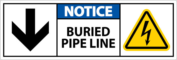 注意用向下箭头和电击符号标示埋地管线图片下载