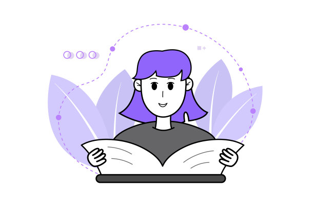 微笑的学生读一本书的灵感。自我发展理念，在线学习，培训，商务课程。现代平面设计。矢量插图。图片下载