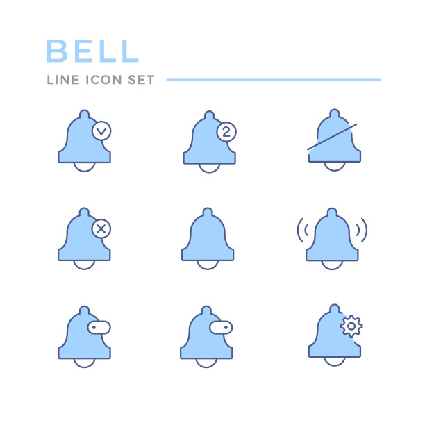 设置彩色线图标的铃声，闹钟的概念图片下载