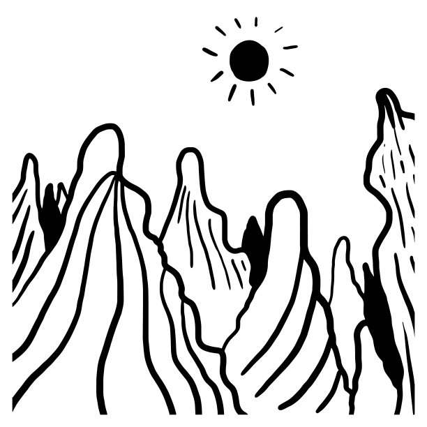 手绘山矢量插图集，景观自然剪影，雕刻风格，手绘矢量插图。图片下载