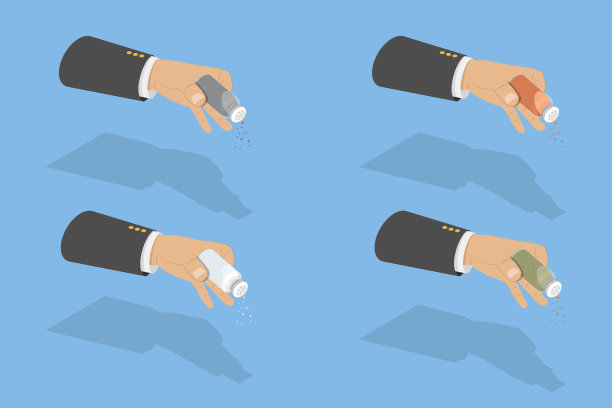 矢量插图的手与香料摇壶集图片下载