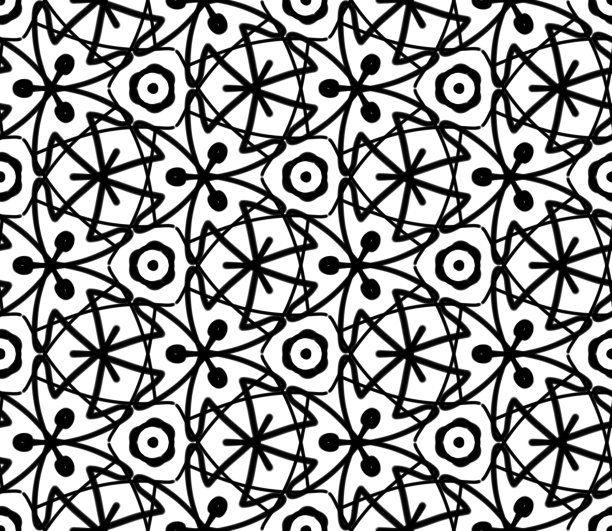 黑白图形抽象花卉无缝图案图片下载