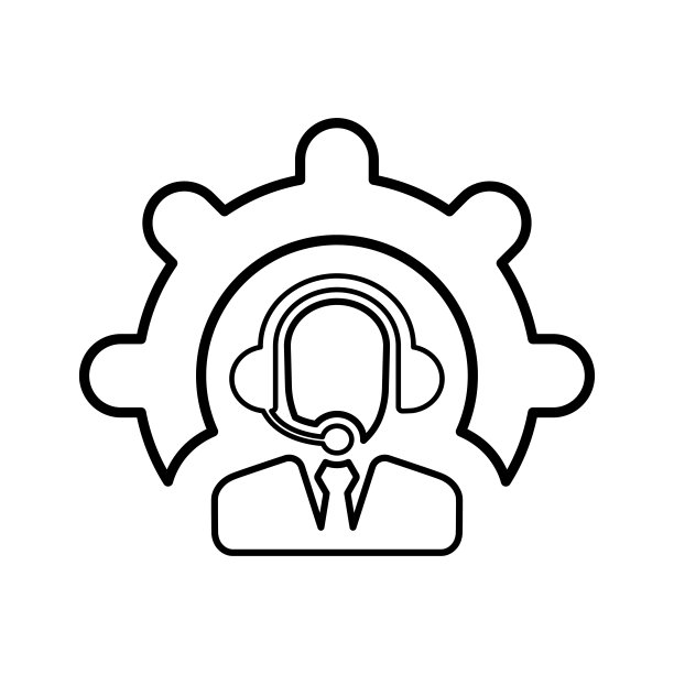 支持管理员图标。线条、轮廓符号。图片下载