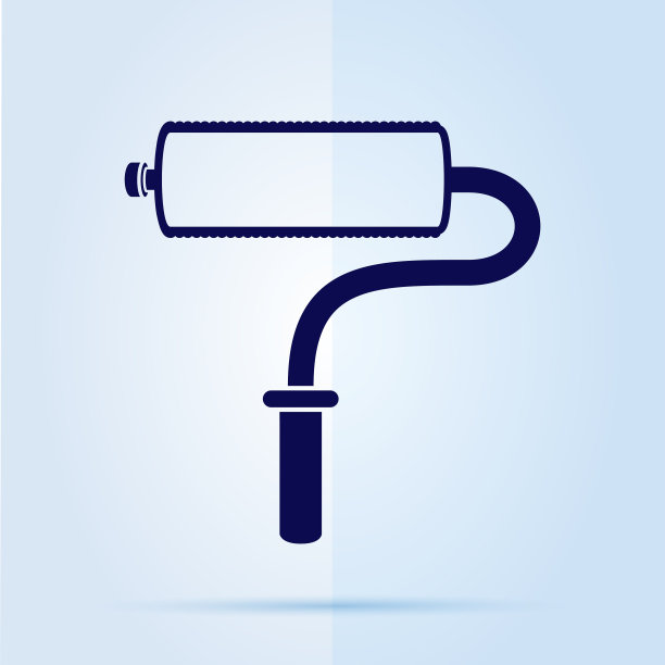 蓝色背景上的油漆辊图标。图片下载