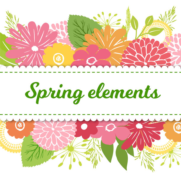 春季花卉植物设计元素向量图片下载