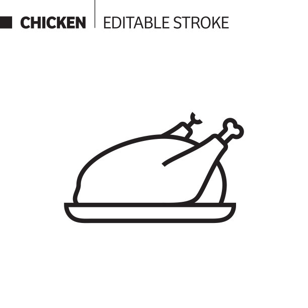 小鸡线图标，轮廓矢量符号插图。完美像素，可编辑的描边。图片下载
