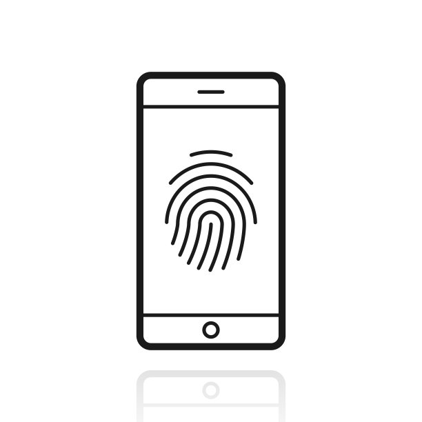 有指纹的智能手机。白色背景上反射的图标图片下载