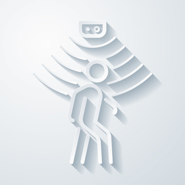 运动传感器。空白背景上剪纸效果的图标图片下载