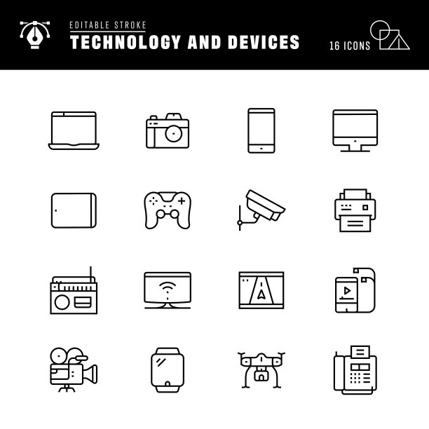 技术和设备线图标图片下载