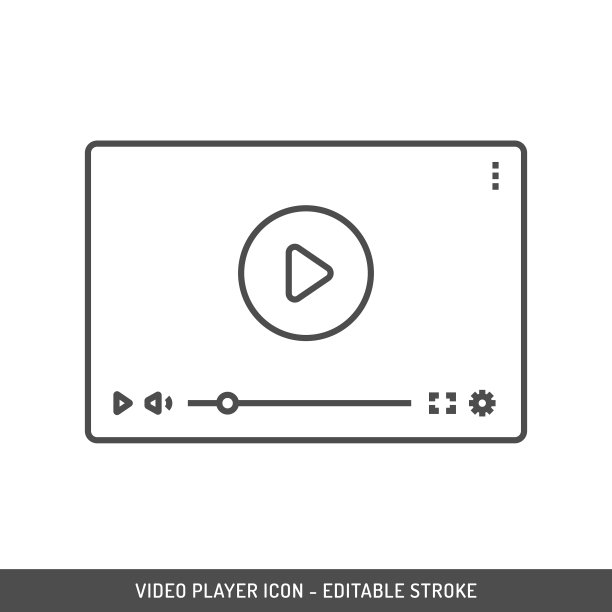 媒体播放器图标可编辑笔画。图片下载